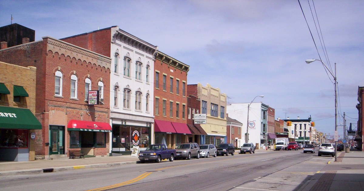 Downtown Bucyrus in Crawford County, where voters decide school income taxes and local levies on the Nov. 3 ballot