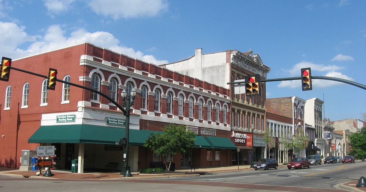 Main Street in downtown Lancaster in Fairfield County, where voters decide library and township levies on Nov. 3