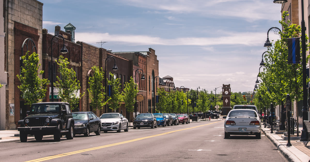 Front Street in downtown Cuyahoga Falls, Ohio