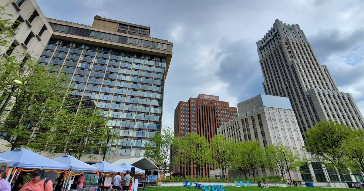 Downtown Akron Ohio from Cascade Plaza