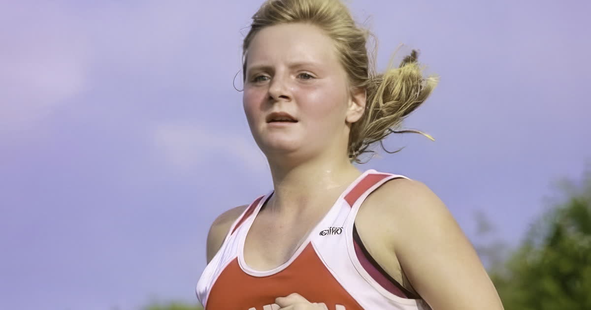 High school cross country runner during a race