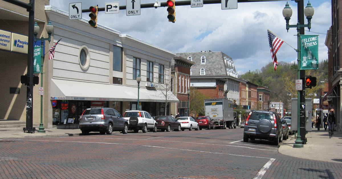 Court Street in downtown Athens, Ohio