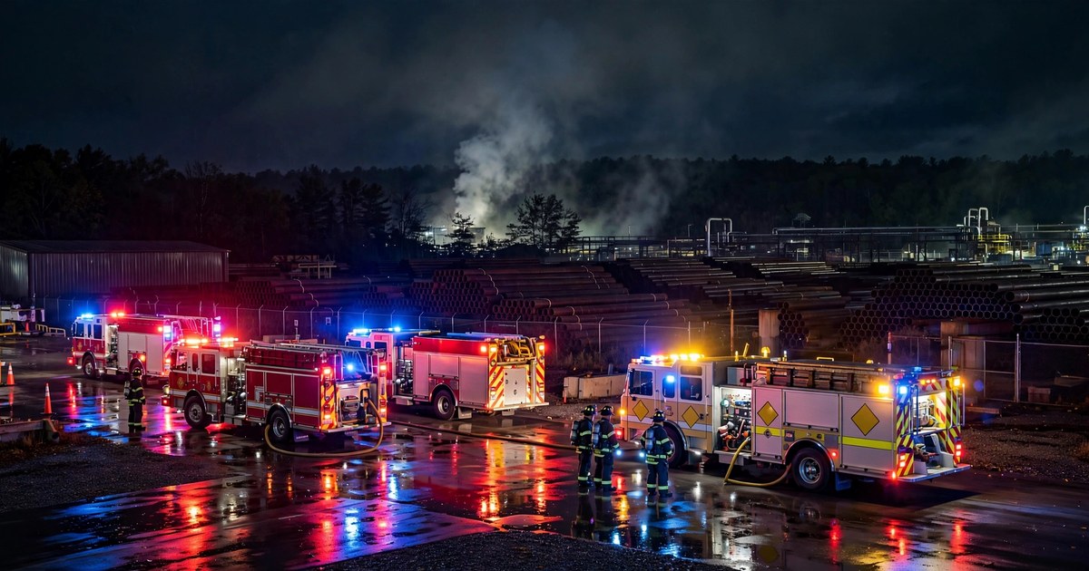 Fire and hazmat crews respond to a hazardous materials release at Sterling Pipe and Tube in north Toledo