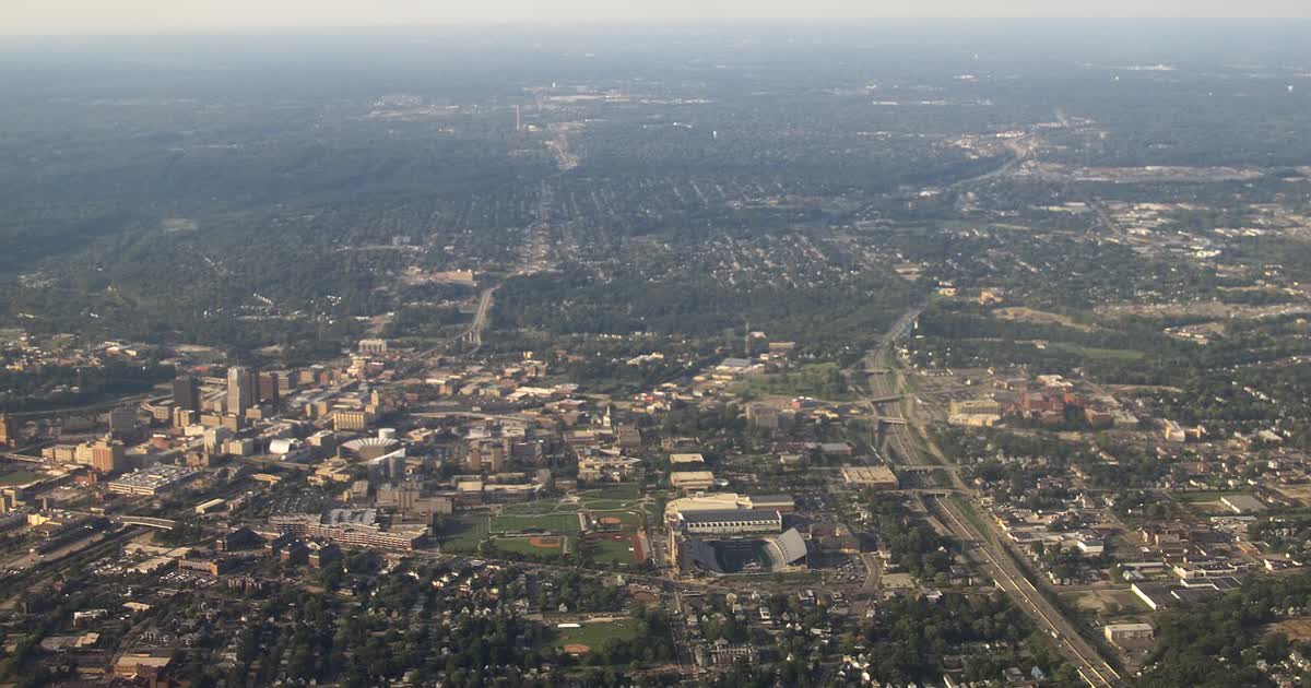 Aerial view of Akron, Ohio