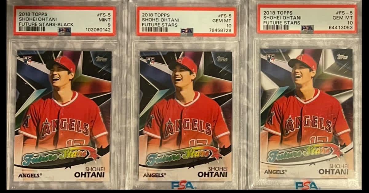 Graded Shohei Ohtani baseball cards in protective slabs