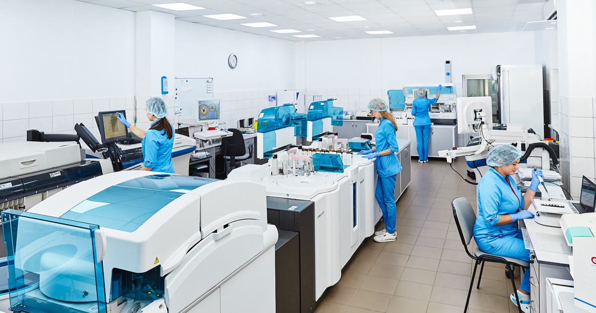 Researchers working in a university laboratory