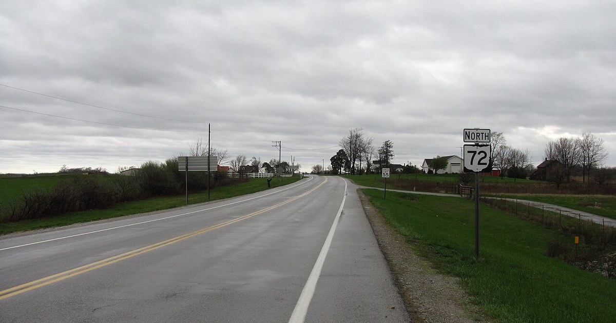 State Route 72 in rural Ohio, the road where a man was found fatally shot in Highland County