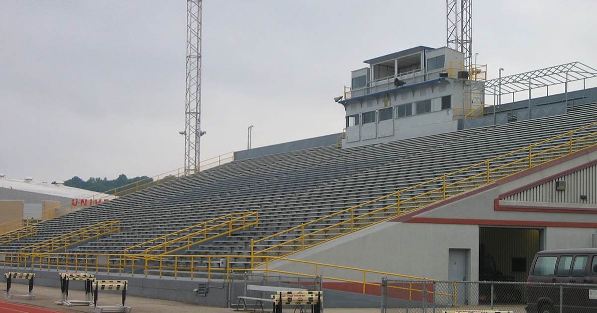 Welcome Stadium stands and press box in Dayton