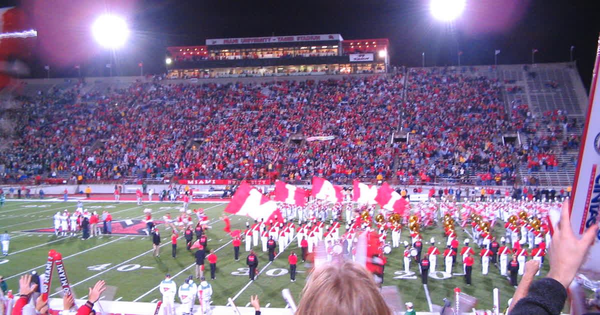 Yager Stadium crowd during a Miami University football game in Oxford