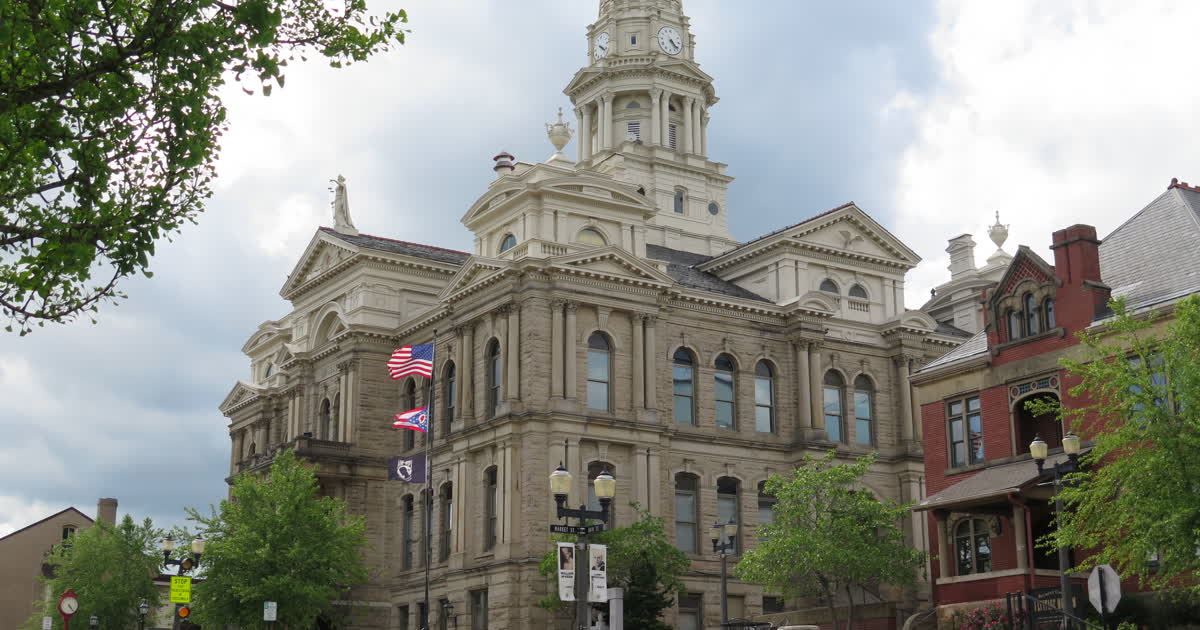 The Belmont County Courthouse in St. Clairsville, Ohio