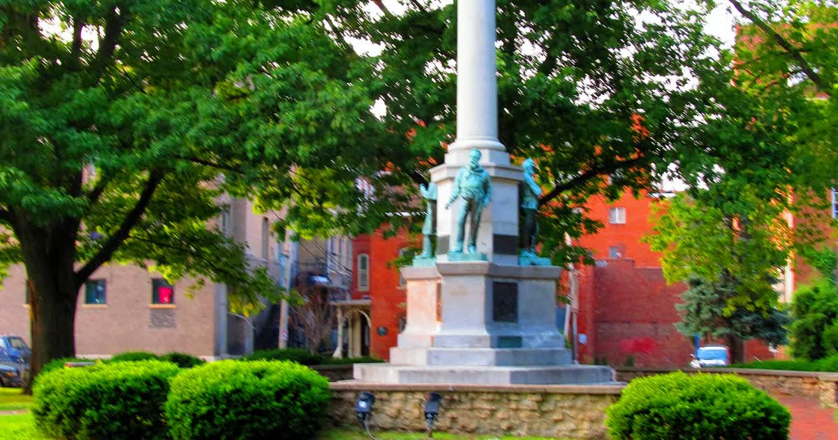Ohio University College Green monument in Athens Ohio