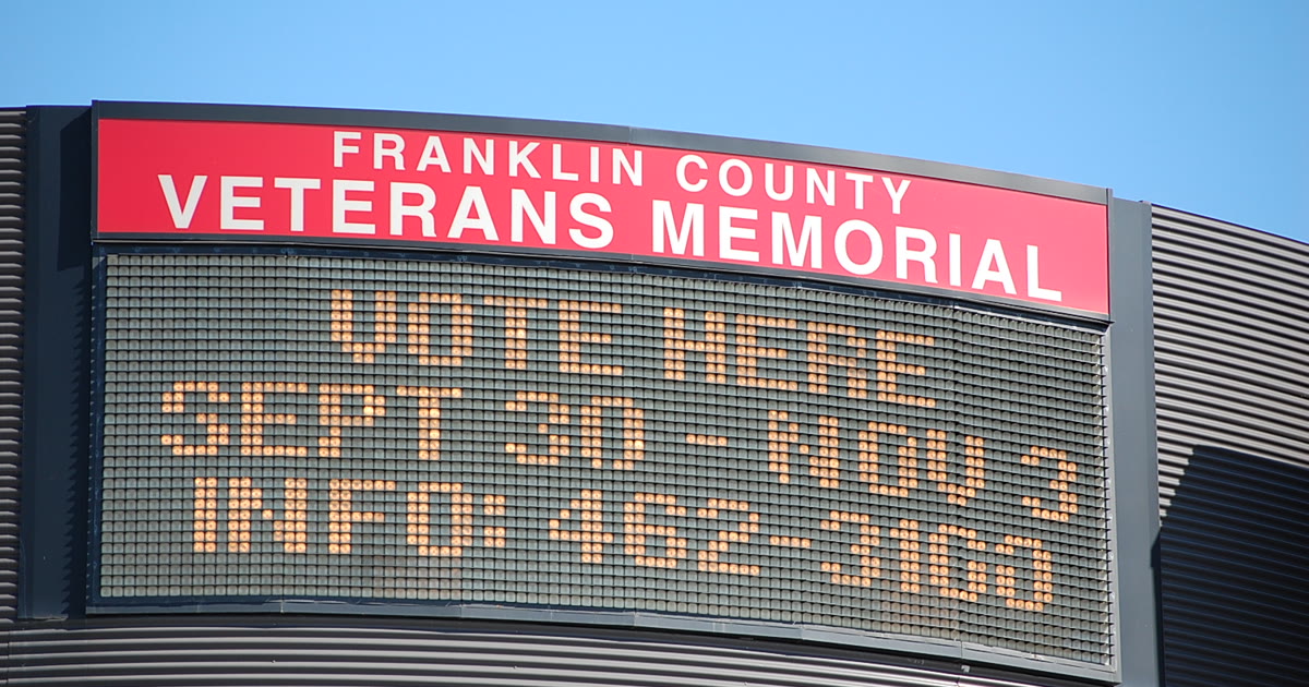 Franklin County Vote Here sign in Columbus Ohio