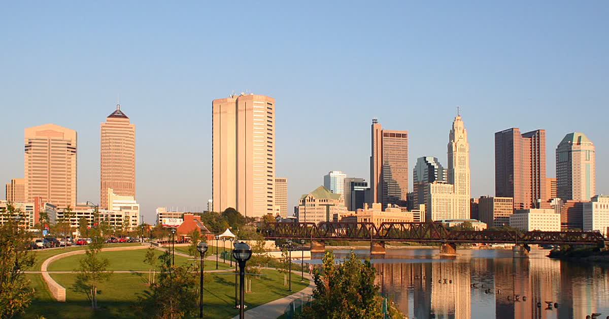Downtown Columbus, Ohio skyline across the Scioto River