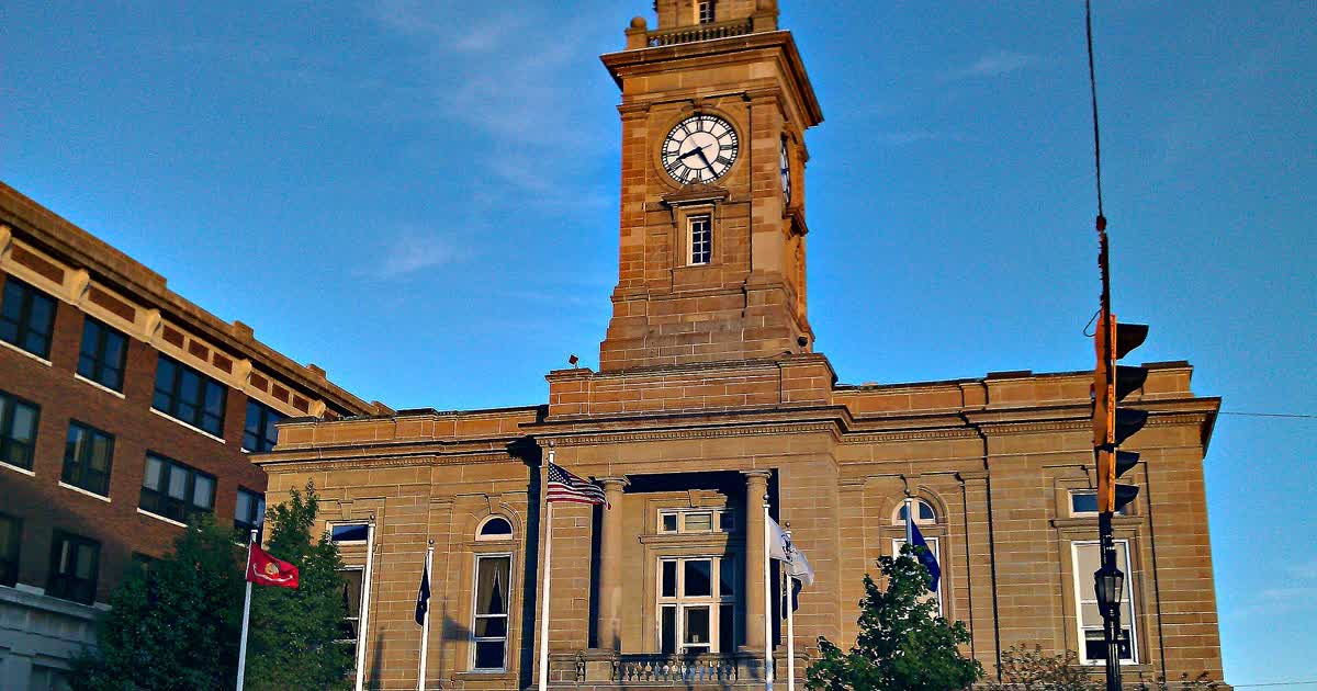 Huron County Courthouse clock tower in Norwalk Ohio