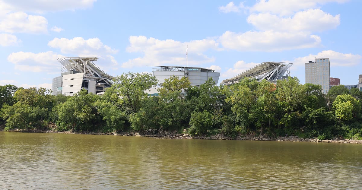 Paycor Park, home of the Cincinnati Bengals, seen from the Ohio River
