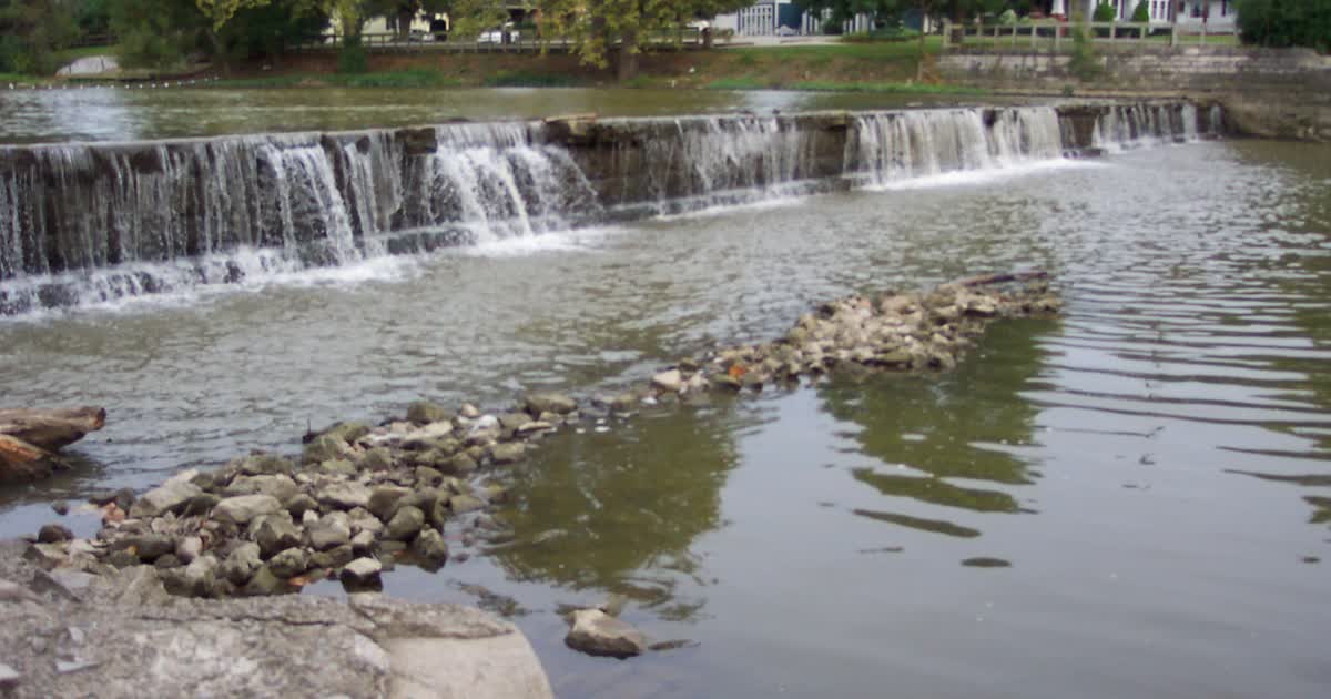 The Riverside Park weir on the Blanchard River in Findlay, Ohio