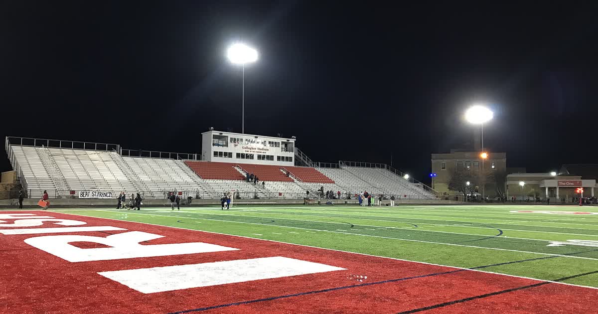 Gallagher Stadium in Toledo at night, home of the Central Catholic Fighting Irish