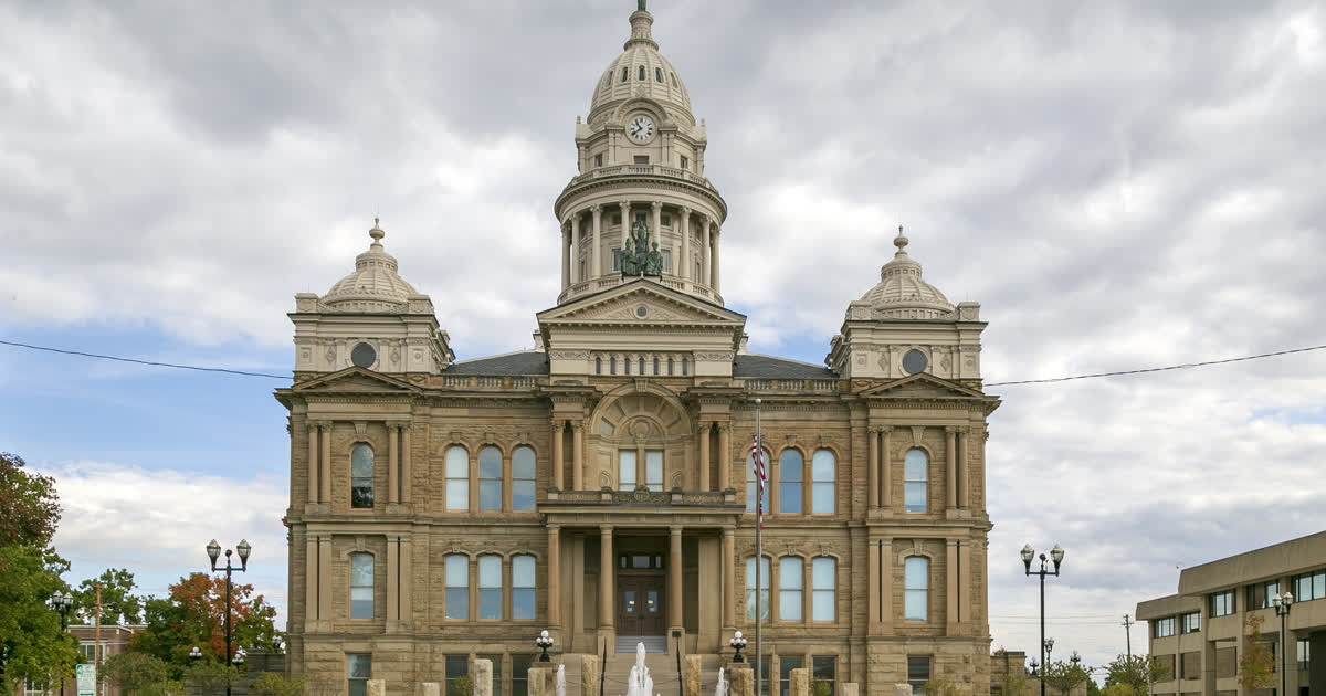 The Miami County Courthouse in Troy, Ohio, home to the Miami County Board of Elections early voting center