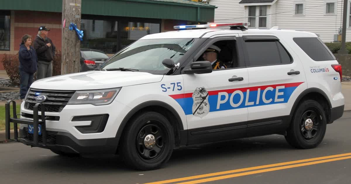 A white Columbus, Ohio, police SUV with POLICE and City of Columbus lettering