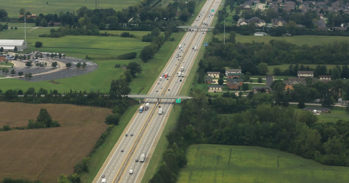 Aerial view of Interstate 75 in southwest Ohio