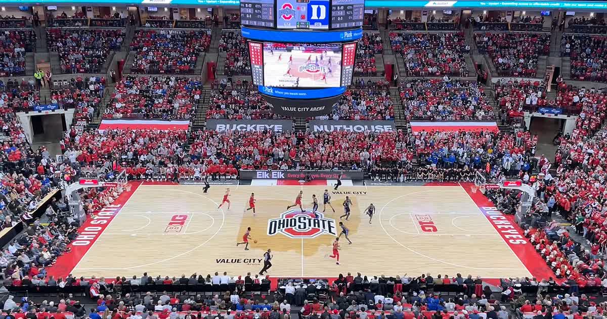 Ohio State basketball game at Value City Arena in Columbus with a packed crowd