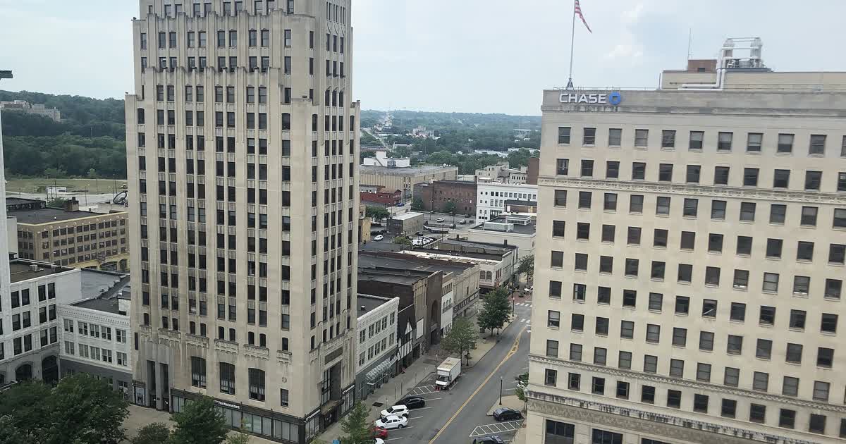 Downtown Youngstown office towers, including the Metropolitan Tower, in Mahoning County, Ohio