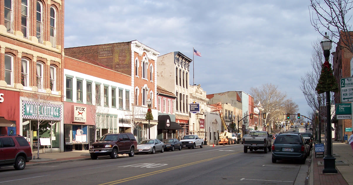 Main Street in downtown Lancaster, Ohio, the Fairfield County seat