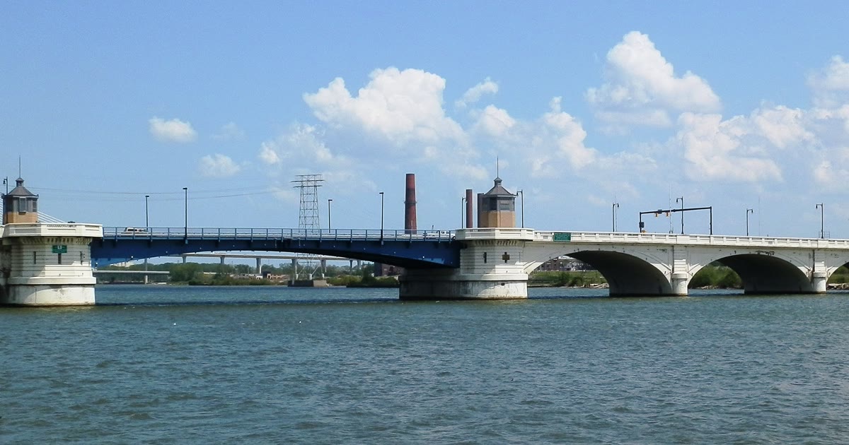 The Cherry Street Bridge over the Maumee River in downtown Toledo, Ohio