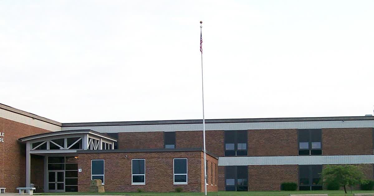 Barnesville High School in Barnesville, Ohio, a brick school building with a flagpole