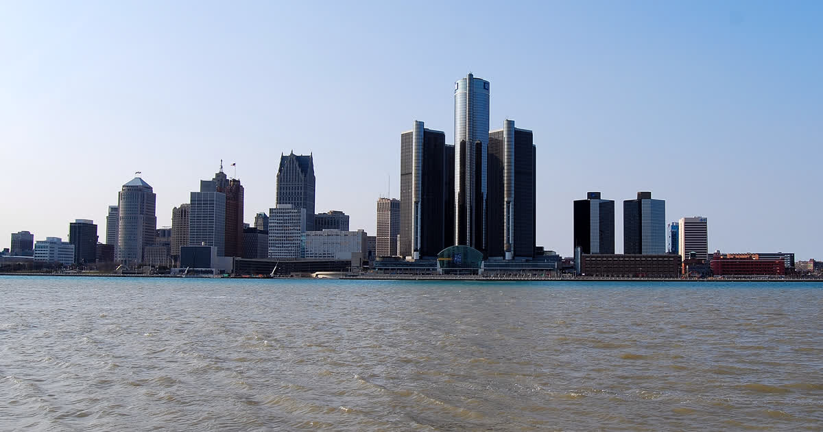 General Motors headquarters, the Renaissance Center in Detroit