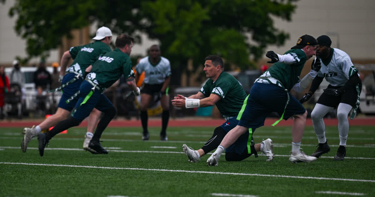 Flag football players in action during a game