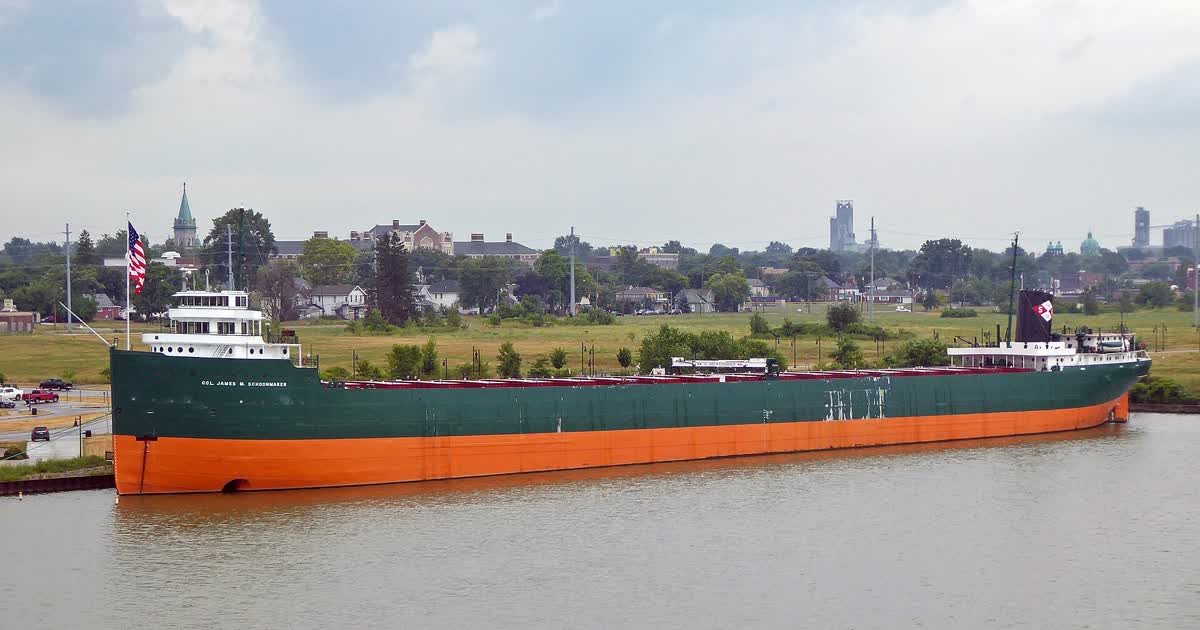 The Col. James M. Schoonmaker museum ship docked at the National Museum of the Great Lakes in Toledo, Ohio