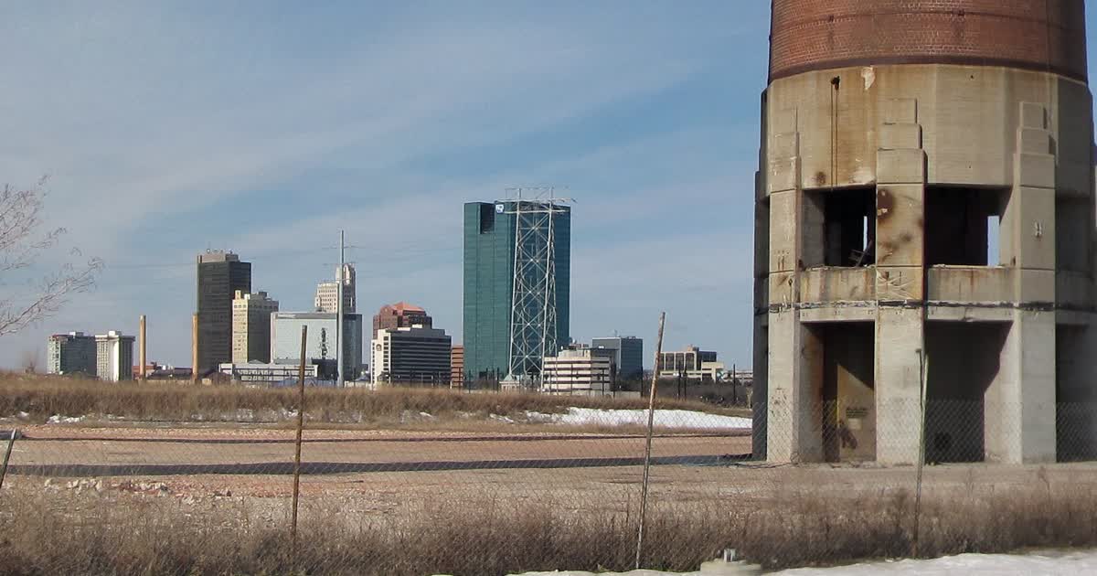Toledo skyline seen from North Toledo industrial area
