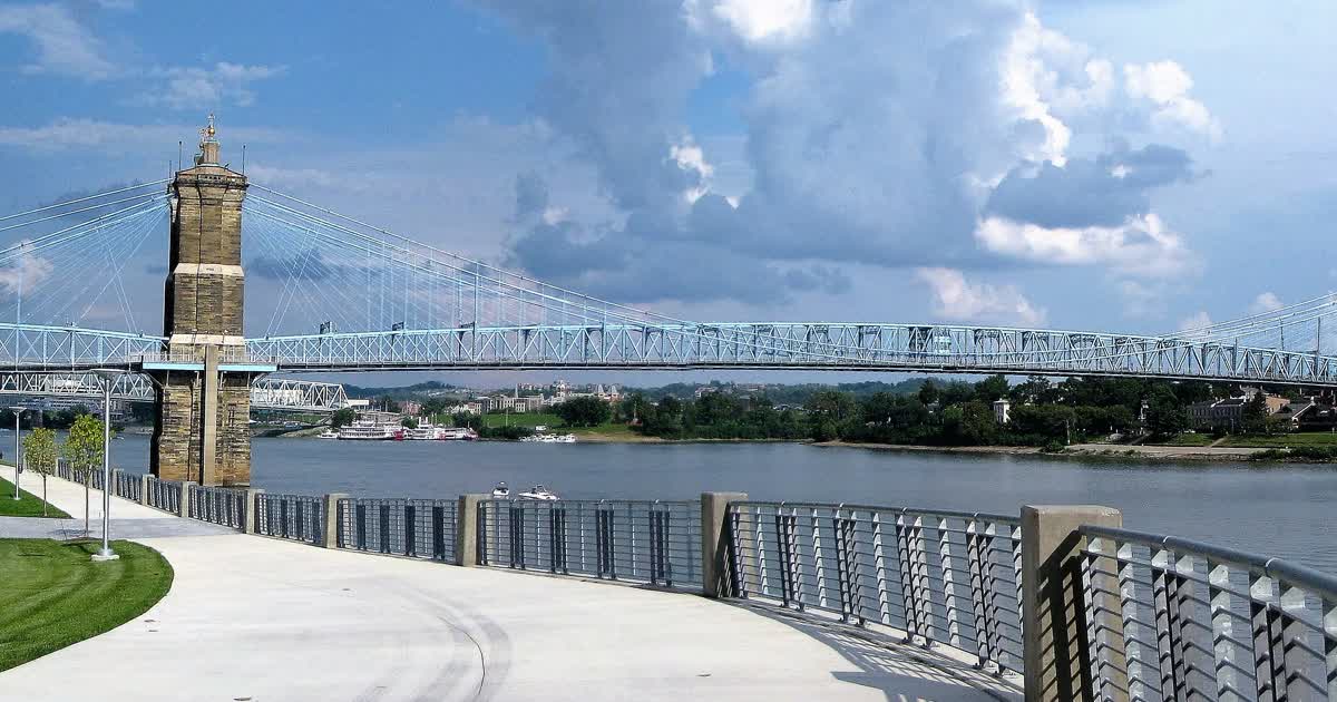 John A. Roebling Suspension Bridge over the Ohio River in Cincinnati