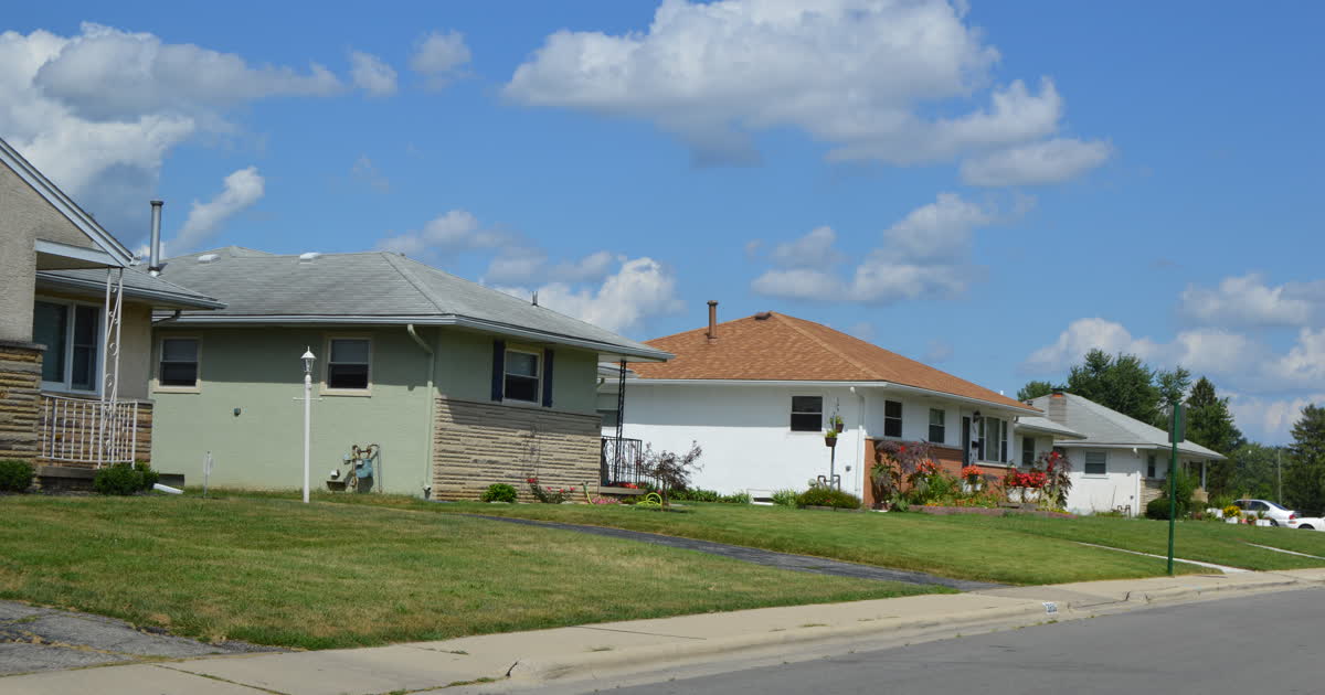 A residential street in Whitehall, Ohio