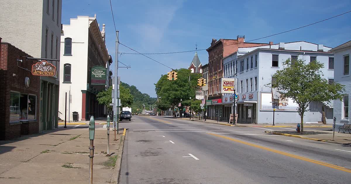 Main Street in McConnelsville Ohio, seat of Morgan County